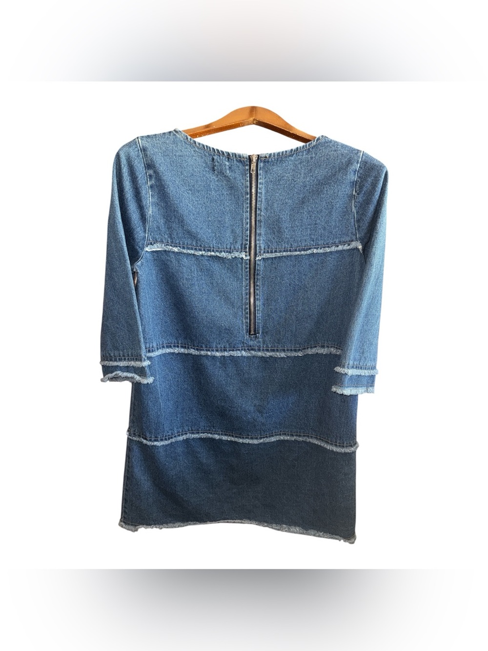 At Mall St. James In London Vintage Denim Mini Tiered Dress in Washed Blue Used - Picture 3 of 7
